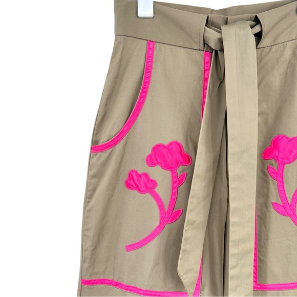 NWT Cynthia Rowley Annabelle Khaki Brown Relaxed Fit Flared Wide Leg Pants - Picture 9 of 14